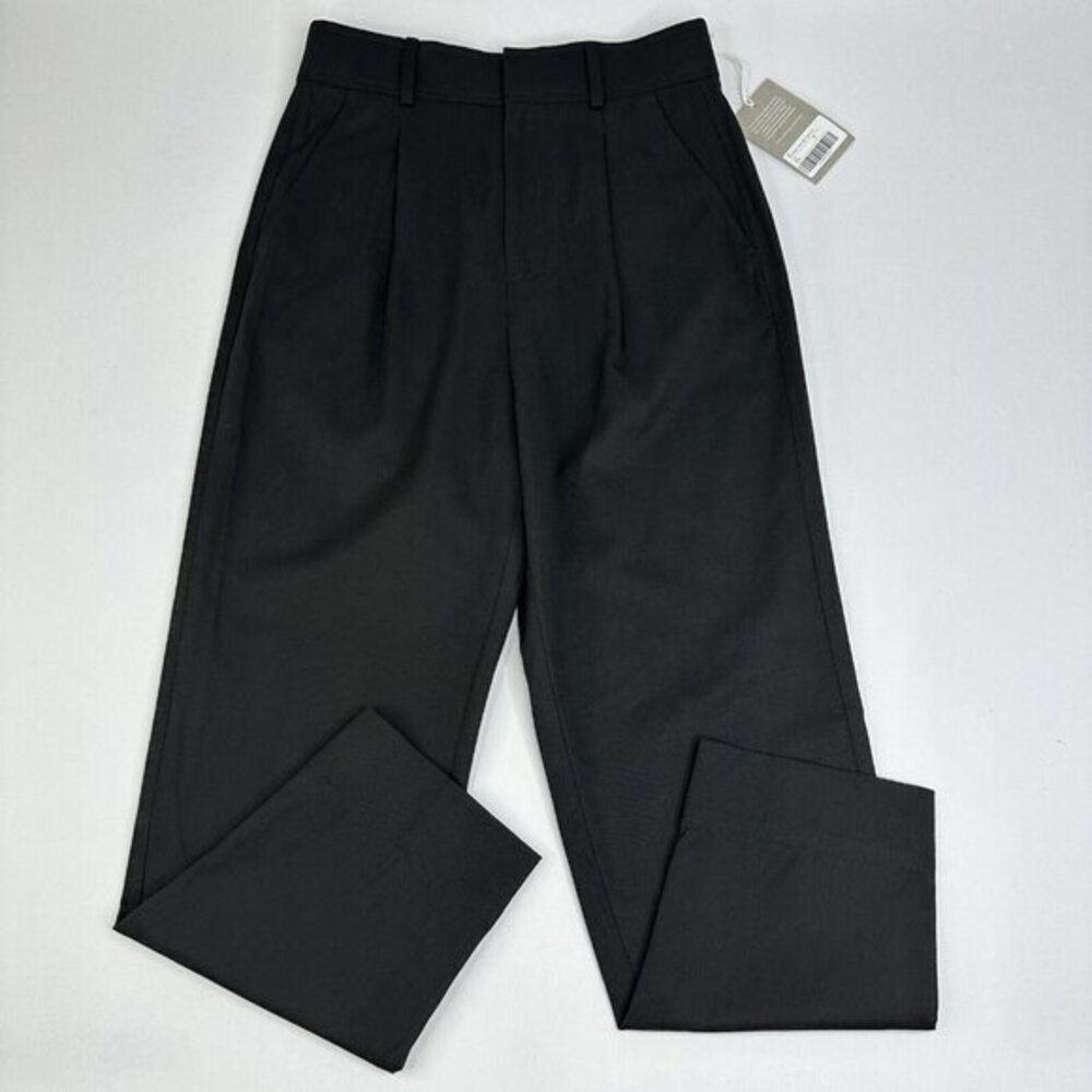 Everlane Tencel Way-High Taper Pant Black High Rise Pleated Trousers Size 2 NEW